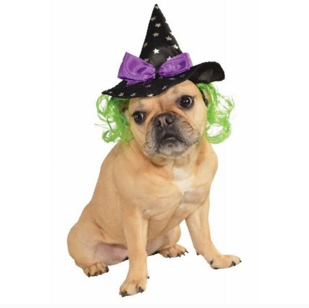 Rubies Pet Shop Boutique Witch Hat With Hair Dog Cat Halloween Costume New M/L